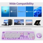 SOLIDEE combo de ratón y teclado inalámbricos,104 teclas teclado estilo máquina de escribir,2.4GHz Teclado de Máquina de Escribir de Teclas Redondas con Teclado Numérico(Americano QWERTY)(Bear Purple) - Imagen 8