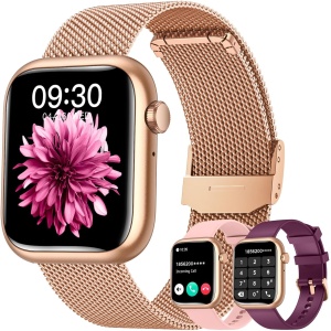 Reloj Inteligente Mujer Smartwatch Llamadas: 1.83" Smart Watch con Pulsometro Presion Arterial Fitness Running Impermeable SpO2 Podometro Pulsera Actividad Reloj Deportivo Mujer para Android iOS(Oro)