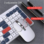WINH Combo de Teclado y Ratón, Juego de Teclado Inalámbrico de Carga Tipo C, Teclas Redondas Ergonómicas de 2,4 GHz para Teléfono (Blanco Azul) - Imagen 4