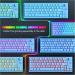 Combo Teclado y Ratón Inalámbrico para Windows, 2.4 GHz con Receptor USB, 64 Teclas con Perilla RGB Retroiluminado Recargable 3000mAh Batería Teclado 2400 dpi Mouse con Alfombrilla de ratón - Azul - Imagen 8