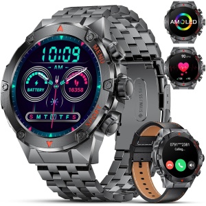 Reloj inteligente para hombre con función de teléfono, pantalla táctil AMOLED de 1,43 pulgadas, reloj deportivo para exteriores, 400 mAh, 120 modos deportivos, reloj inteligente con monitor de