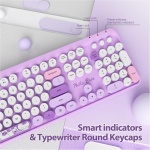 SOLIDEE combo de ratón y teclado inalámbricos,104 teclas teclado estilo máquina de escribir,2.4GHz Teclado de Máquina de Escribir de Teclas Redondas con Teclado Numérico(Americano QWERTY)(Bear Purple) - Imagen 4