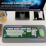 Combo de teclado y mouse inalámbricos, lindo y colorido de 104 teclas de tamaño completo, teclado retro inalámbrico y mouse inalámbrico para Windows, PC, laptop, escritorio, verde - Imagen 5