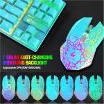 LexonElec Combinación de ratón y teclado inalámbrico para juegos, 87 teclas arcoíris retroiluminación LED batería recargable de 3800 mAh sensación mecánica ratón mudo impermeable RGB (azul) - Imagen 6