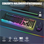 RedThunder K10 Teclado Gaming Mecánico lnalámbrico,Retroiluminación LED,Batería Recargable de 3800 mAh, Anti-ghosting+Ratón 7D 3200DPI,Disposición ES,para PC/PS5/Xbox-Negro - Imagen 7
