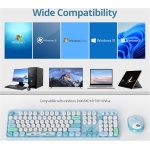 SOLIDEE combo de ratón y teclado inalámbricos,104 teclas teclado estilo máquina de escribir,2.4GHz Teclado de Máquina de Escribir de Teclas Redondas con Teclado Numérico(Americano QWERTY)(Bear Blue) - Imagen 8