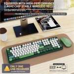 Combo de teclado y mouse inalámbricos, lindo y colorido de 104 teclas de tamaño completo, teclado retro inalámbrico y mouse inalámbrico para Windows, PC, laptop, escritorio, verde - Imagen 2