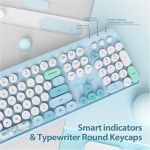 SOLIDEE combo de ratón y teclado inalámbricos,104 teclas teclado estilo máquina de escribir,2.4GHz Teclado de Máquina de Escribir de Teclas Redondas con Teclado Numérico(Americano QWERTY)(Bear Blue) - Imagen 4