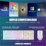 RedThunder K10 Teclado Gaming Mecánico Inalámbrico,Retroiluminación LED,Batería Recargable de 3800 mAh, Anti-ghosting+Ratón 7D 3200DPI,Disposición ES,para PC/PS5/Xbox-Blanco - Imagen 4