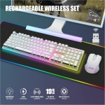 RedThunder Combo de teclado y mouse inalámbrico para juegos K10, batería recargable con retroiluminación LED de 3800 mAh, teclado de sensación mecánica de diseño británico + ratones 7D 3200DPI para PC - Imagen 2