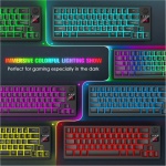 Juego de Teclado y Mouse Inalámbricos Recargable 4000mAh Semi-Mecánico Gaming Keyboard+Ratones Mudos de 2400 DPI con Retroiluminación Arcoíris RGB Receptor USB 2.4G+Mouse Pad para PC MAC-Negro - Imagen 7