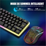 RedThunder K62 60% teclado y ratón de juego inalámbrico RGB, AZERTY francés 62 teclas mini teclado retroiluminado, ultracompacto, ratón óptico celular ligero, kit portátil para PC PS5 Xbox - Imagen 6