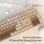 SOLIDEE Combo de ratón y Teclado inalámbricos,104 Teclas Teclado Estilo máquina de Escribir,2.4GHz Teclado de Máquina de Escribir de Teclas Redondas Teclado Numérico(Americano QWERTY)(Mixed Coffee) - Imagen 3