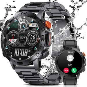 LIGE Reloj Inteligente Hombre con Alway-on Display,1,43'' AMOLED Smartwatch Hombre con 110 Modos Deportivos, Pulsómetro/Monitor de sueño, IP68 Impermeable Fitness Tracker para Android iOS