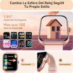 Reloj Inteligente Mujer- 1.91" Smartwatch Mujer de Llamada Bluetooth y Alexa, WhatsApp Notificaciones, 24H Sueño Pulsómetro SpO2 Monitoreo, 120 Modos Deportivos, IP68 Regalo Mujer para Android iOS - Imagen 6