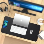 Loyobo Alfombrilla de ratón y teclado para juegos con salida de 15 W, carga inalámbrica rápida 730 x 330 mm, alfombrilla de escritorio de piel sintética antideslizante de gran tamaño (extendida, - Imagen 3
