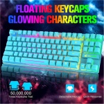 LexonElec Combinación de ratón y teclado inalámbrico para juegos, 87 teclas arcoíris retroiluminación LED batería recargable de 3800 mAh sensación mecánica ratón mudo impermeable RGB (azul) - Imagen 4
