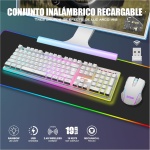 RedThunder K10 Teclado Gaming Mecánico Inalámbrico,Retroiluminación LED,Batería Recargable de 3800 mAh, Anti-ghosting+Ratón 7D 3200DPI,Disposición ES,para PC/PS5/Xbox-Blanco - Imagen 7