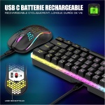 RedThunder K62 60% teclado y ratón de juego inalámbrico RGB, AZERTY francés 62 teclas mini teclado retroiluminado, ultracompacto, ratón óptico celular ligero, kit portátil para PC PS5 Xbox - Imagen 4