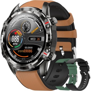 Relojes Inteligente Hombre, Smartwatch con Llamadas Pulsómetro Presión, Monito de Sueño, SpO2, Podómetro Arterial Pulsera Actividad Inteligente Deportivo Reloj Impermeable para Android y iOS (Marrón)
