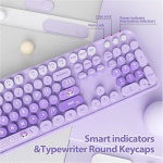 SOLIDEE Combo de ratón y Teclado inalámbricos,104 Teclas Teclado Estilo máquina de Escribir Retro,2.4GHz Teclado ergonómico Circular con Teclado Numérico(Americano QWERTY)(Diary Purple) - Imagen 2