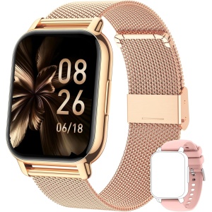 Popglory Reloj Inteligente Mujer, Llamadas/Presión Arterial/100+ Deportes Smartwatch Mujer, Frecuencia respiratoria Frecuencia Cardíaca Oxígeno en Sangre Sueño, Reloj Mujer Android iOS