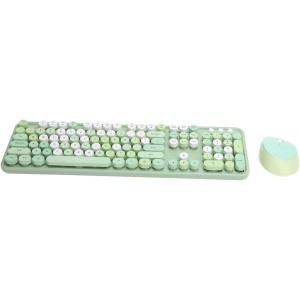 ANGGREK Teclado inalámbrico y ratón inalámbrico de 2.4 GHz de 104 teclas y juego de teclado de escritorio de oficina lindo teclado para computadora (color verde mezclado)