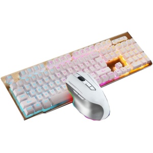 ARCH Mecánico Inalámbrico Teclado Y Raton, Teclado Ergonómico Y Alfombrilla De Ratón, Teclado Mecanico Gaming con Síntomas Teclas Multimedia For El Hogar Computadora De Escritorio