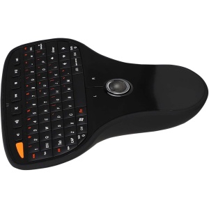 ASHATA Mini Teclado Inalámbrico de 2,4 GHz con Ratón Trackball, Rueda de Desplazamiento, Teclado Multimedia USB, Control Remoto Inalámbrico QWERTY para Windows, Smart TV, PC y Portátil