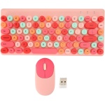 Annadue Teclado Inalámbrico, Combinación de Teclado y Ratón para Máquina de Escribir Retro, Teclas Redondas Coloridas, 2,4 GHz, Tamaño Completo, 3 dpi, para PC, Portátil y de Escritorio - Imagen 1