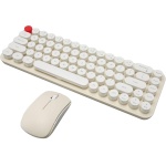 Aramox Mini Teclado de Máquina de Escribir, dpi Ajustable 68 Teclas Redondas Lindos Teclados Inalámbricos Ergonómicos de 2,4 GHz Combos de Ratón para Ordenador Portátil para Empresa - Imagen 1