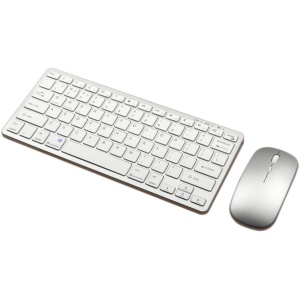 BRIUERG Teclado InaláMbrico Bluetooth RatóN Teclado de Modos Teclado Recargable Soporte de RatóN Tableta Computadora PortáTil Plata