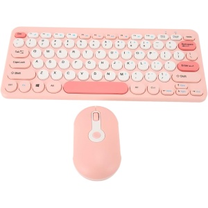 BROLEO Combo de Ratón y Teclado Inalámbrico, Ratón Inalámbrico Silencioso con Estilo para OS X para PC (Pink)