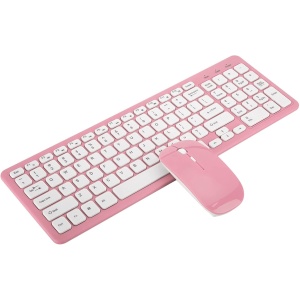 BROLEO Ratón Inalámbrico, Combinación de Ratón y Teclado, Teclado Inalámbrico con Receptor Micro USB de 4 Teclas, para Trabajadores de Oficina (Traje Rosa inalámbrico)