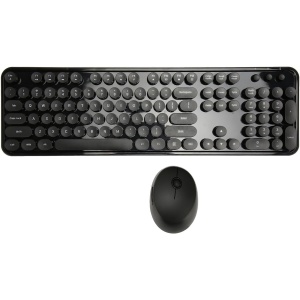 Beufee Combinación De Teclado Y Ratón Inalámbricos, 2,4g, Fácil De Usar, Teclado Ergonómico Punk Retro, Ratón Y Teclado Inalámbricos para Ordenador Y PC