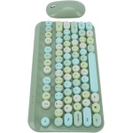 Bewinner Combo de Ratón de Teclado Inalámbrico Retro, Juego de Ratón de Teclado Ergonómico Inalámbrico USB de 75 Teclas, para Ordenador Portátil (Verde) - Imagen 1