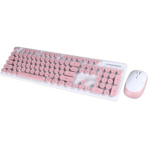 Bewinner Combo de Ratón y Teclado Inalámbrico con Diseño de Estilo Punk, Juego de Ratón y Teclado Inalámbrico con Lindas Teclas Redondas para Computadora Portátil de Escritorio