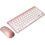 Bewinner Combo de Teclado Y Mouse Inalámbrico, Juego de Teclado Y Mouse Ultra Delgados para Computadora, Teclado Compacto para Computadora Portátil, Conexión de 10 M, Teclado Portátil para(Oro Rosa) - Imagen 1