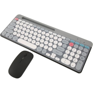 Bewinner Ratón con Teclado Inalámbrico de Modo Doble, Uso Cómodo, Conexión Estable, Resistente Al Agua y Al Polvo, Inalámbrico 2,4G, Diseño Inclinado, Teclas Cóncavas (Black)