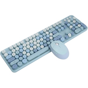 Bonito Juego de Teclado y Ratón Inalámbrico para Escritorio de Oficina, 104 Teclas, Sensación Mecánica, Estilo de Máquina de Escribir Retro, Conexión USB, Compatible con (Color