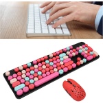 CCYLEZ Combo de Teclado y Ratón Retro Inalámbrico, 3 dpi Ajustable, 2,4G, Silencioso, Compacto, Elegante Juego de Teclado y Ratón para PC, Portátil (Color Mezclado Rojo) - Imagen 1