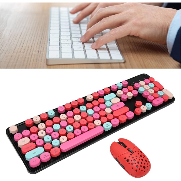 CCYLEZ Combo de Teclado y Raton Retro Inalambrico 3 dpi
