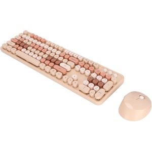 CCYLEZ Ratón Y Teclado Inalámbricos, Combinación de Teclado Y Mouse, Juego de Teclado Y Mouse Inalámbricos, 104 Teclas, con Receptor USB, Diseño Ergonómico, Plug and Play, para PC,(Té de la Leche)