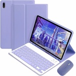 CLALOC Funda con Teclado para Samsung Galaxy Tab S6 Lite 10.4" 2024/2022/2020, Cubierta De Teclado QWERTY Inalámbrico Bluetooth Desmontable Magnético con Soporte para Bolígrafo Y Ratón,Púrpura - Imagen 1