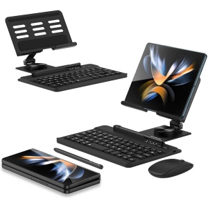 COQUE Samsung Galaxy Z Fold 4 Kit de Teclado de Oficina móvil,Teléfono AR Eje Giratorio+Pluma+Ratón inalámbrico,Funda Kit para teléfonos Plegables Samsung Fold4/Fold3/Fold2/Fold1-Negro