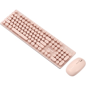 Clenp eclado inalámbrico y ratón peine 2,4G USB teclado inalámbrico juego de ratón con teclas redondas, plug & play ultra-baja latencia delgado silencioso teclado ergonómico y ratón para PC, or