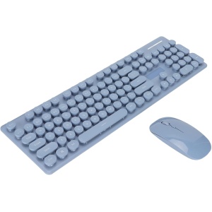 Combinación de Mouse Y Teclado Inalámbrico Bluetooth, Juego de Teclado Y Mouse Retro Punk de Modo Dual, Juego de Teclado Y Mouse Portátil para Office Business Ratón Y Teclado Silenciosos(azul)