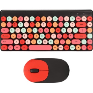 Combinación de Ratón y Teclado Punk, Teclado Inalámbrico de 86 Teclas, Ratón de Colores Mezclados de 1200 dpi para Ordenador Portátil para Juegos de PC (Negro)