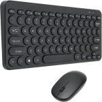 Combinación de Teclado Y Ratón Inalámbricos de 2,4G, Ratón Ergonómico Silencioso de 78 Teclas Y Teclado Redondo Retro para Ordenador Y Portátil(Negro) - Imagen 1