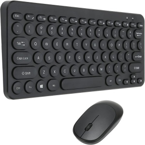 Combinación de Teclado Y Ratón Inalámbricos de 2,4G, Ratón Ergonómico Silencioso de 78 Teclas Y Teclado Redondo Retro para Ordenador Y Portátil(Negro)